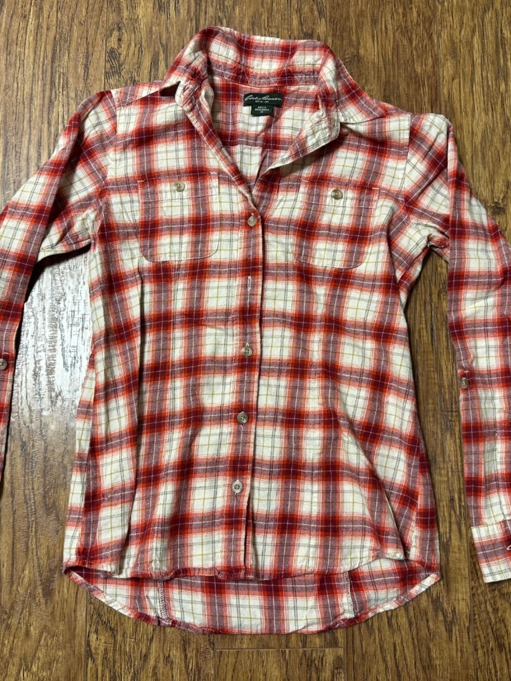 Eddie Bauer Women’s Flannel Plaid Shirt Size XS